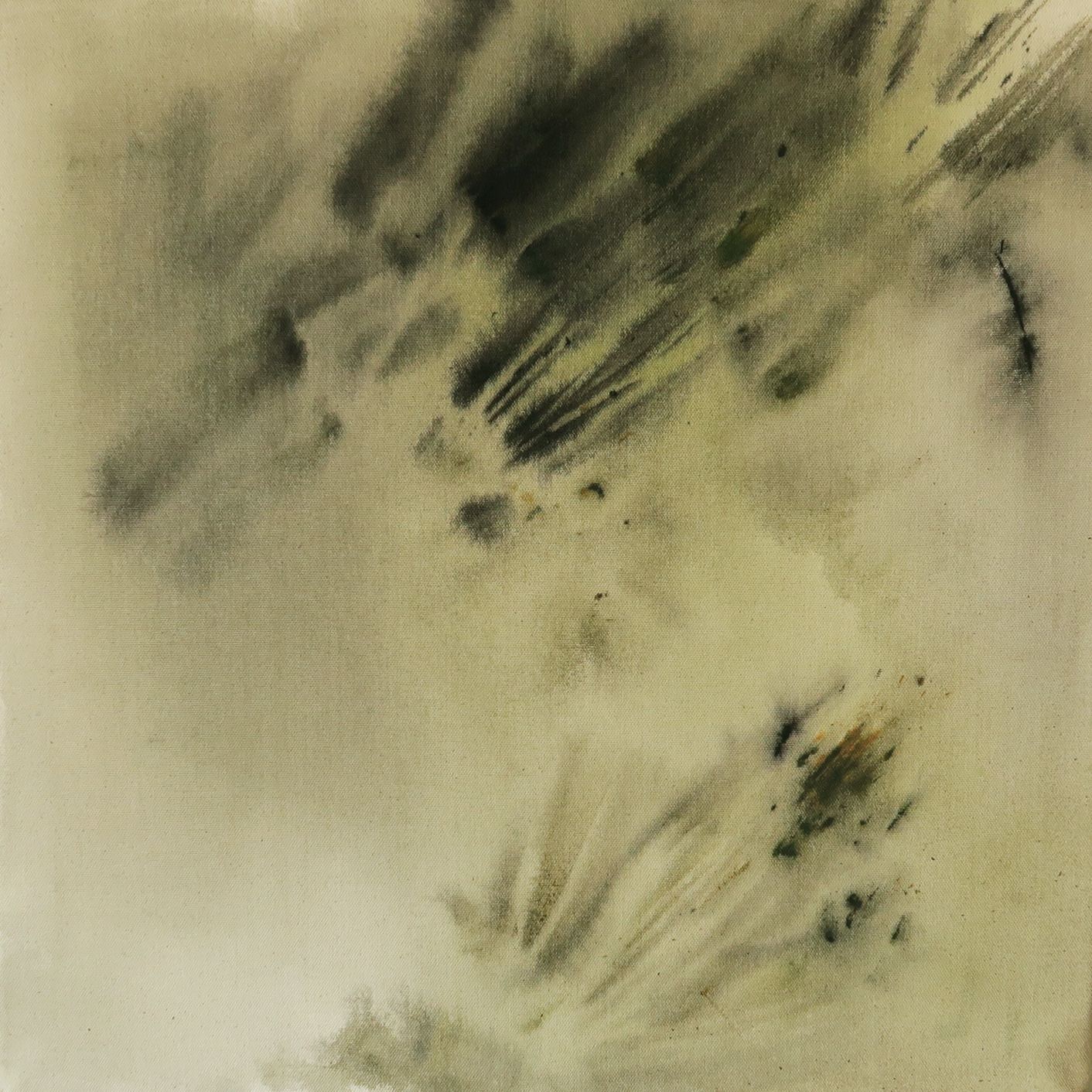 Detail of a painting in grey-green washes